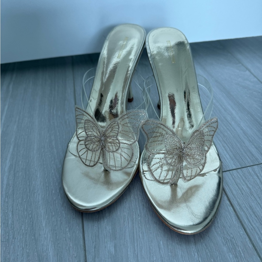 Gold Glamorous Heels with Butterfly Design